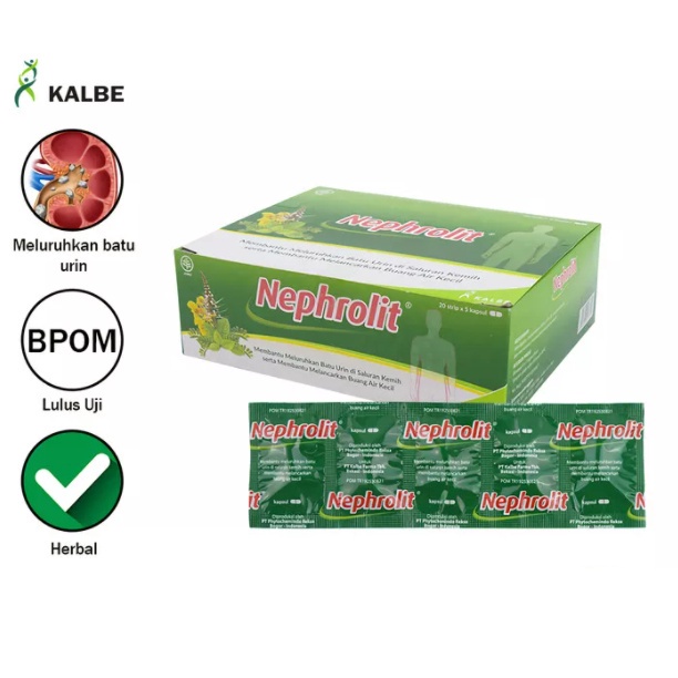 NEPHROLIT STRIP - Obat Herbal Peluruh Batu Saluran Kemih Urin Neprolit Kencing Ginjal 5 Tablet