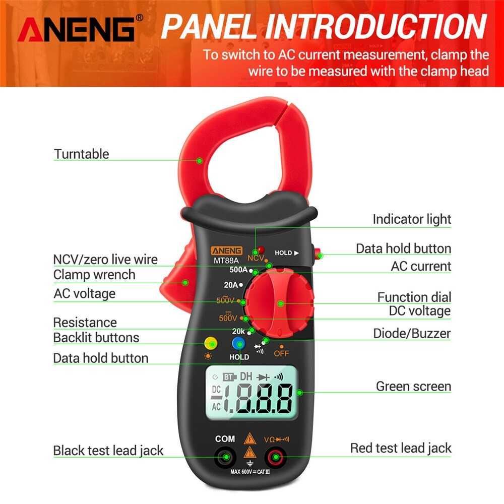 ANENG Digital Multimeter Voltage Tester Clamp - MT88A