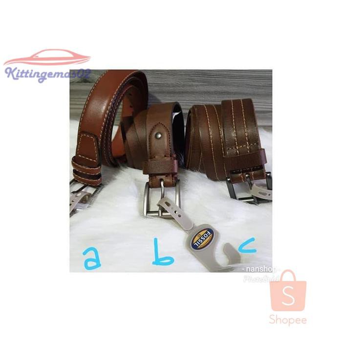 IKAT PINGGANG PRIA GESPER SABUK KTG2I1182 FOSSIL VINTAGE DARK BROWN SILVER BUCKLE ORIGINAL