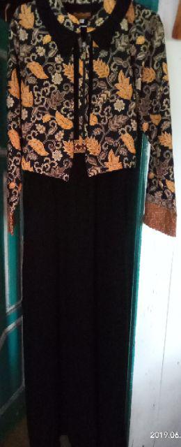 Gamis Batik Blezer  Black Series Busana Muslimah Syari Busui Kondangan Walimah Shabby Ootd
