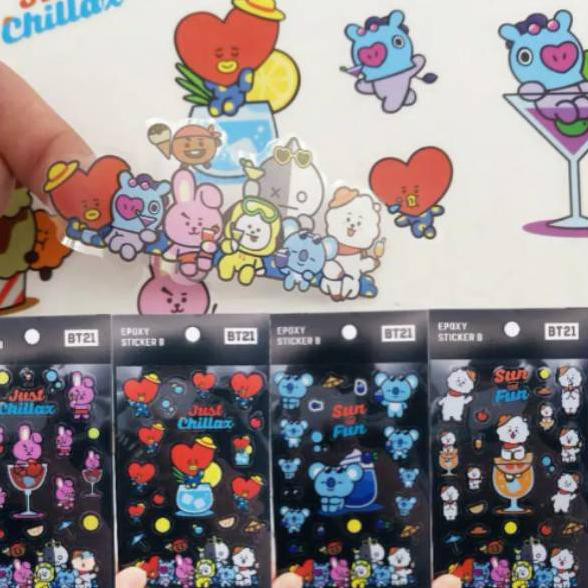 

^WOW MURAH!!✱ Stiker BT21 Sticker BTS BT21 Epoxy transparan tahan air tata cooky koya shooky rj chim