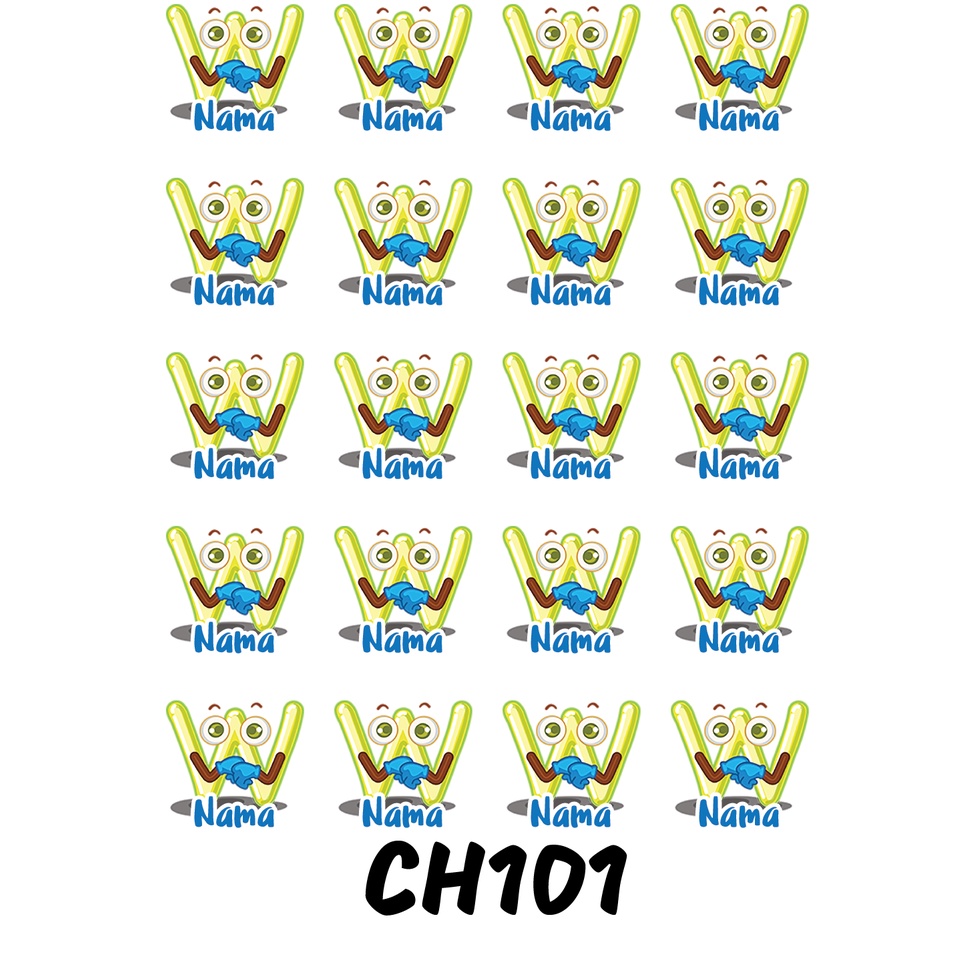 

Sticker Nama Cutting Label Waterproof Tahan Air Huruf 101 (CH101)