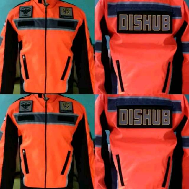 Jaket full orange lis black DISHUB terbaru anti gerimis