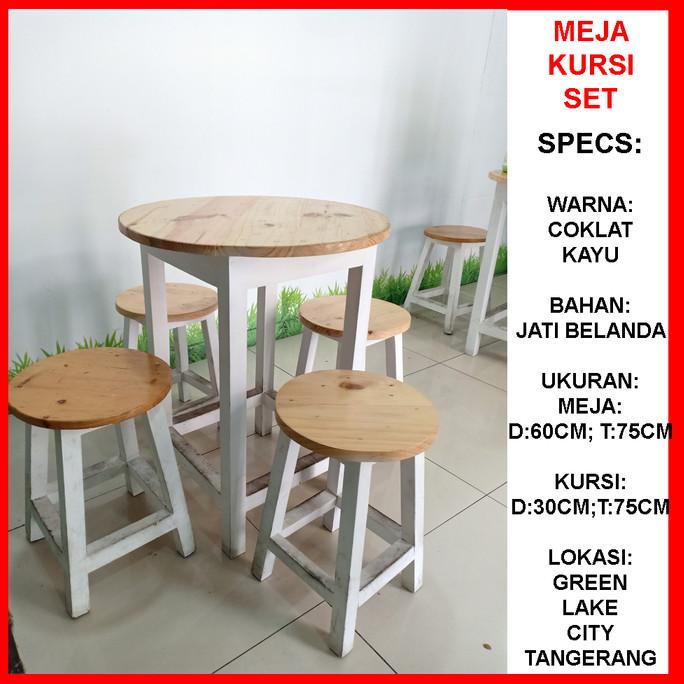 KURSI MEJA KAFE KAYU JATI BELANDA 4 KURSI 1 MEJA