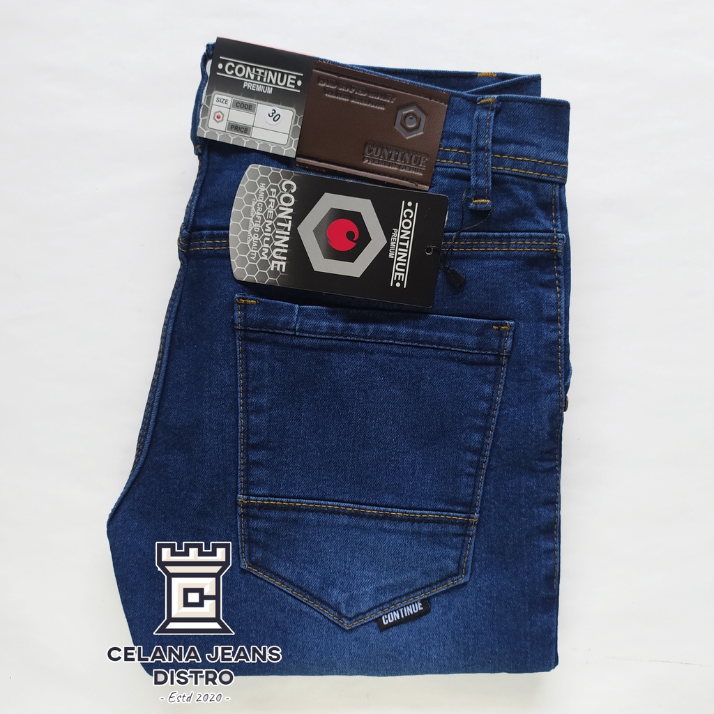 Celana Jeans Panjang Biru Gelap Pria Distro Continue