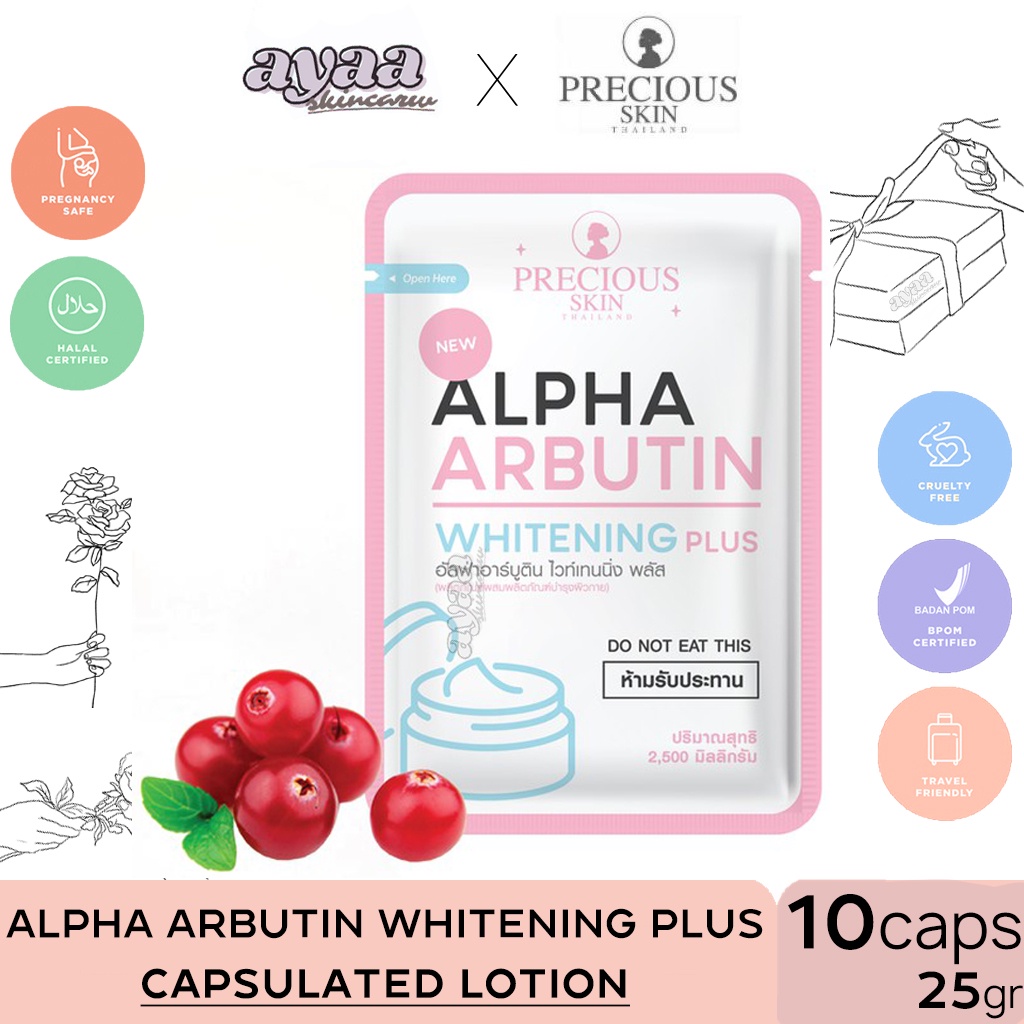 PRECIOUS SKIN ALPHA ARBUTIN WHITENING 3 PLUS LOTION KAPSUL POWDER PEMUTIH BADAN LOTION 2500mg