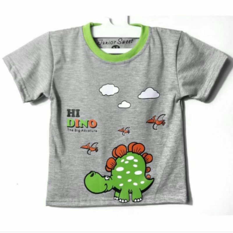 KAOS ANAK LAKI LAKI GAMBAR DINO ABU/DINOSAURUS/HI DINO