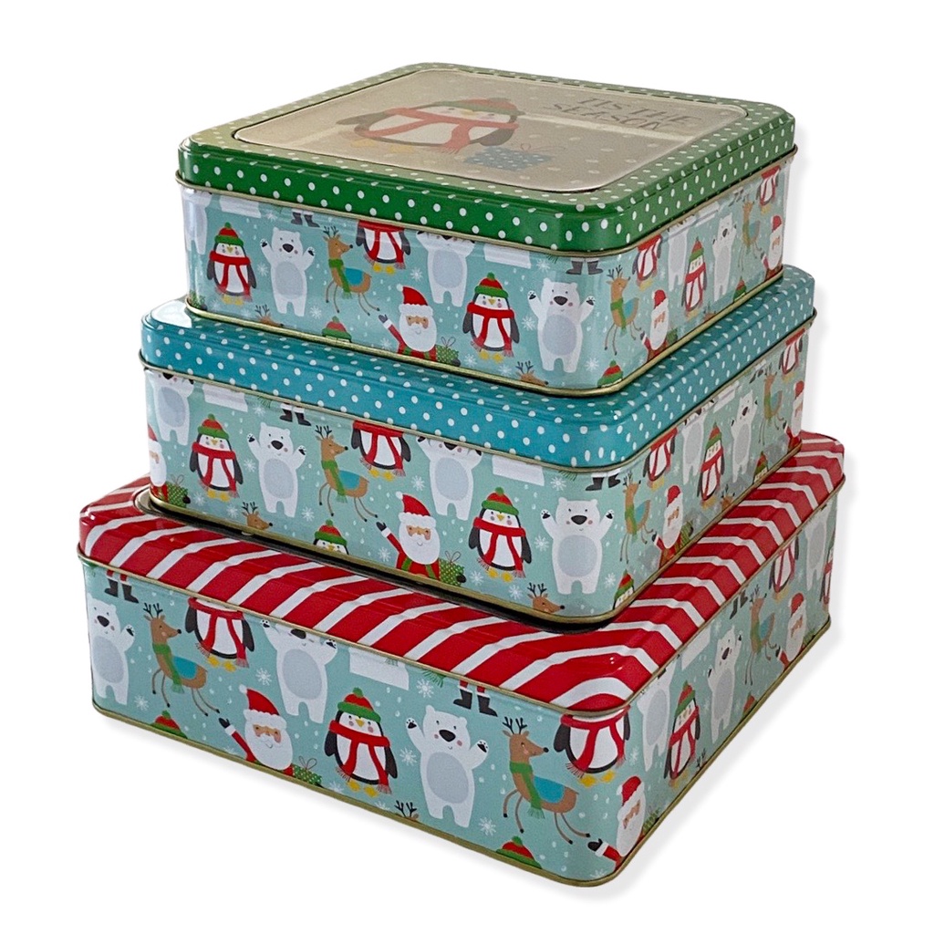 

W! Accessories Kotak Kaleng / Tin Box Natal Set Santa Tutup Mika 63321201