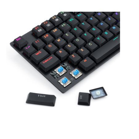 Keyboard gaming redragon mechanical wired usb type-c ultra low 87 keys k607rgb aps tkl k607 rgb k-607