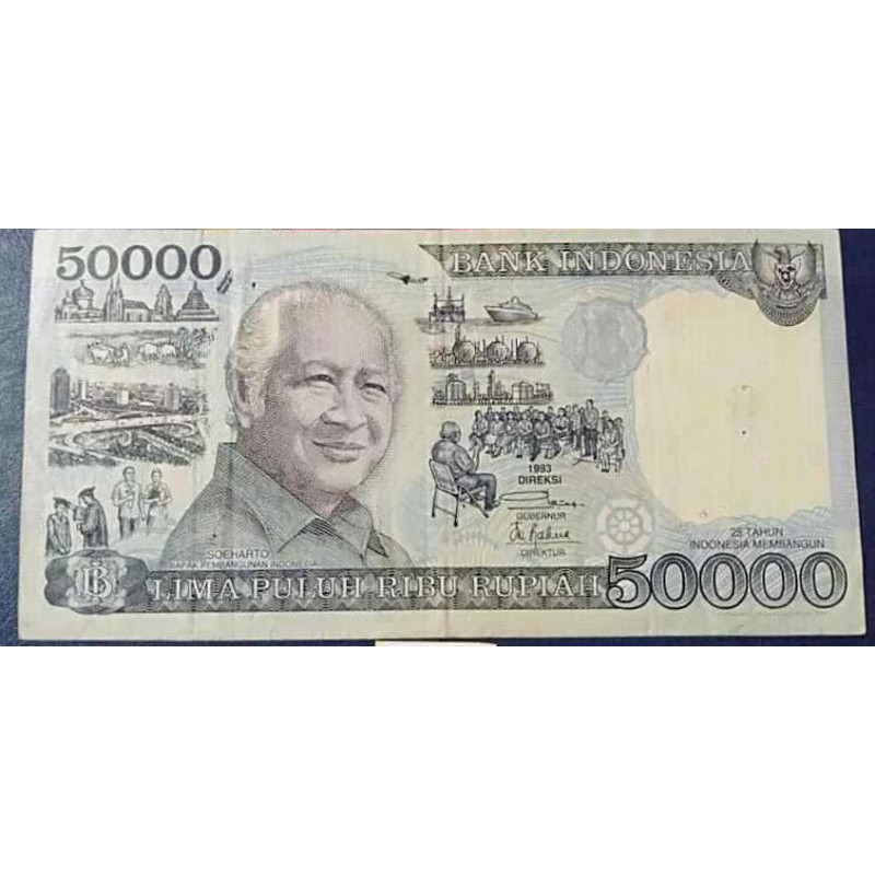 UANG KUNO KERTAS 50000 SOEHARTO TAHUN 1993/1993 KONDISI VF