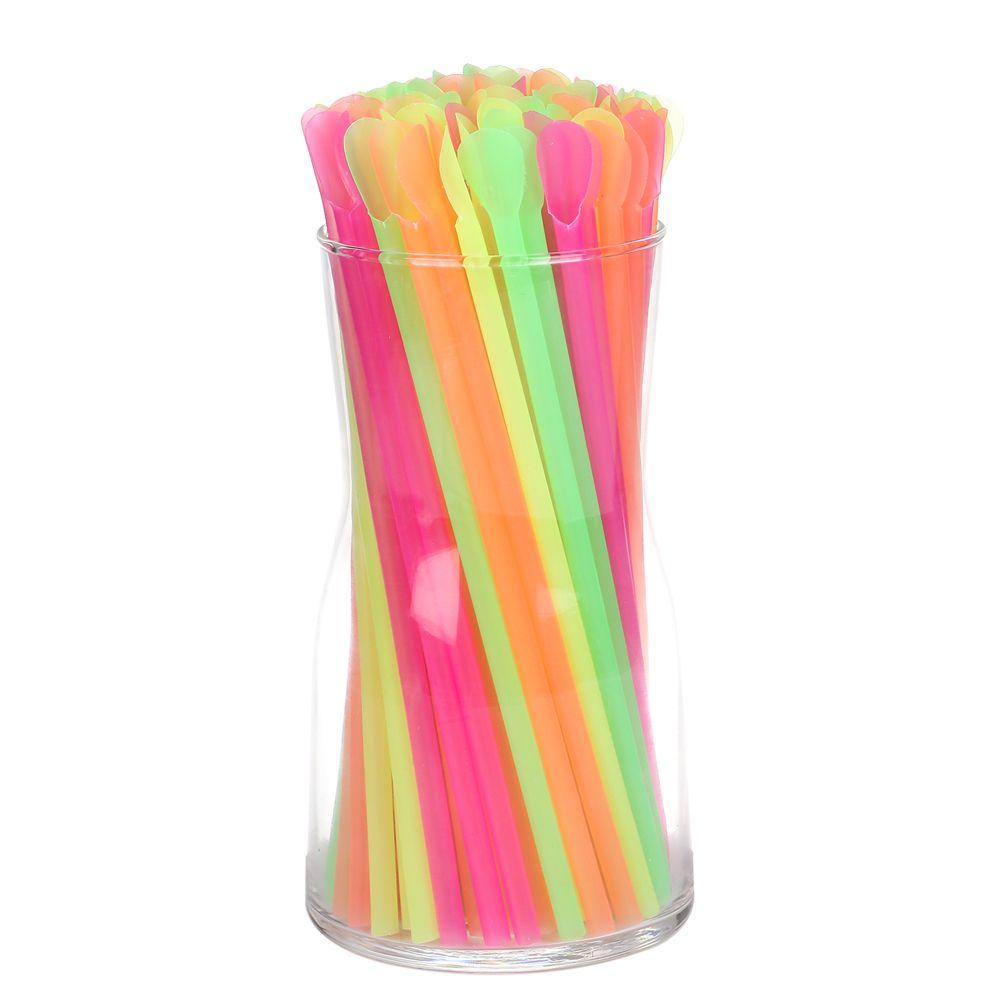 R-FLOWER Sendok Sedotan Sekali Pakai Straight Straw Creative Soft 100PCS