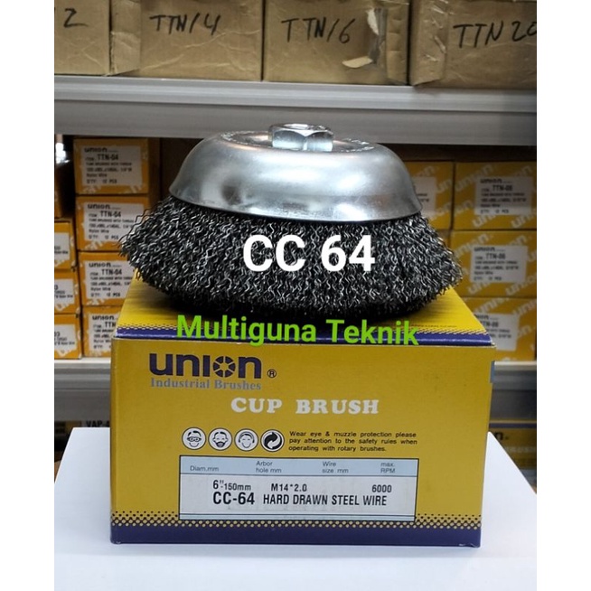 sukat mangkok kawat baja cup brushes CC 64/ 6inch 150 mm 14 x 2,0 Union