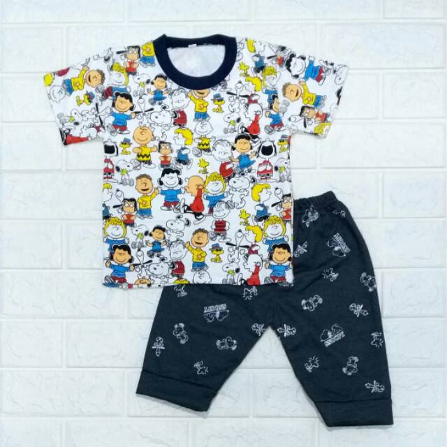 SETELAN BAJU  ANAK  LAKI  USIA 6 24BULAN SNOOPY FULL 