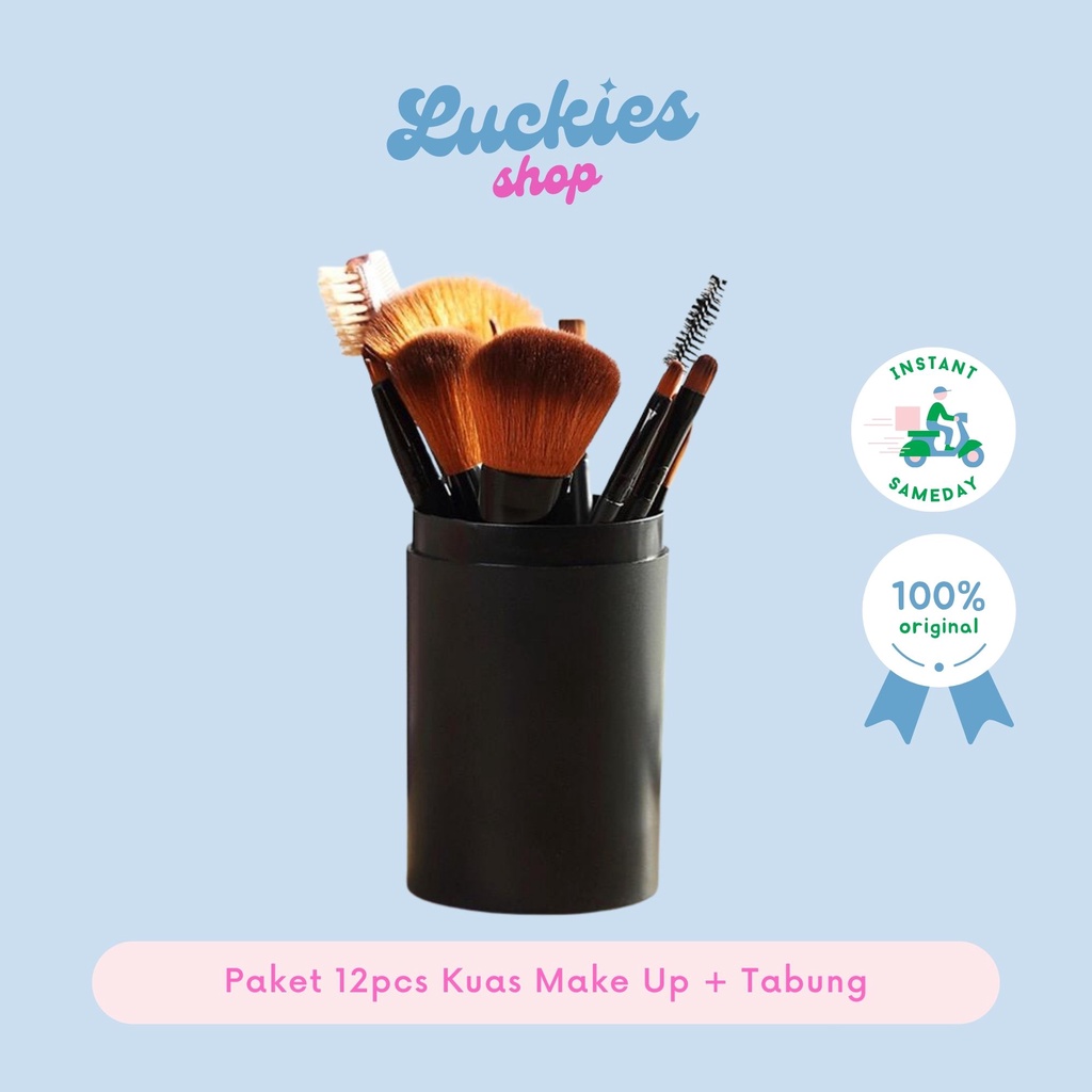 Makeup Brush Make Up Kuas Makeup 12pcs Paket Kuas Make Up + Tabung Make Up Brush Set Makeup Brush