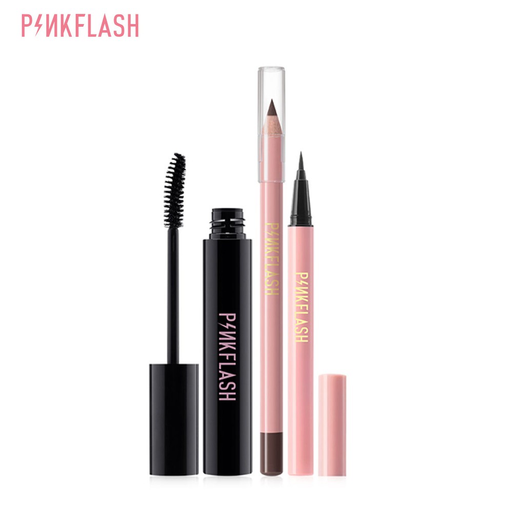 PINKFLASH 3pcs Eyes Makeup Set-Eyeliner&amp;Eyebrow pencil &amp;Mascara Black Daily Use Waterproof