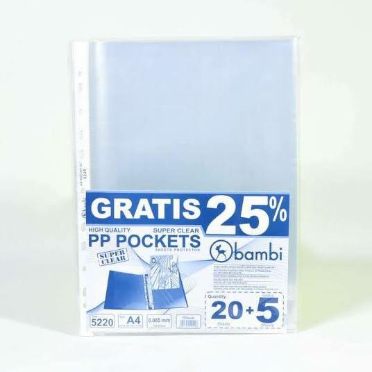 

READY COD Plastik pp pocket bambi A4 5220 ( isi 20 + 5 pcs ) GRATIS ONGKIR Kode 815