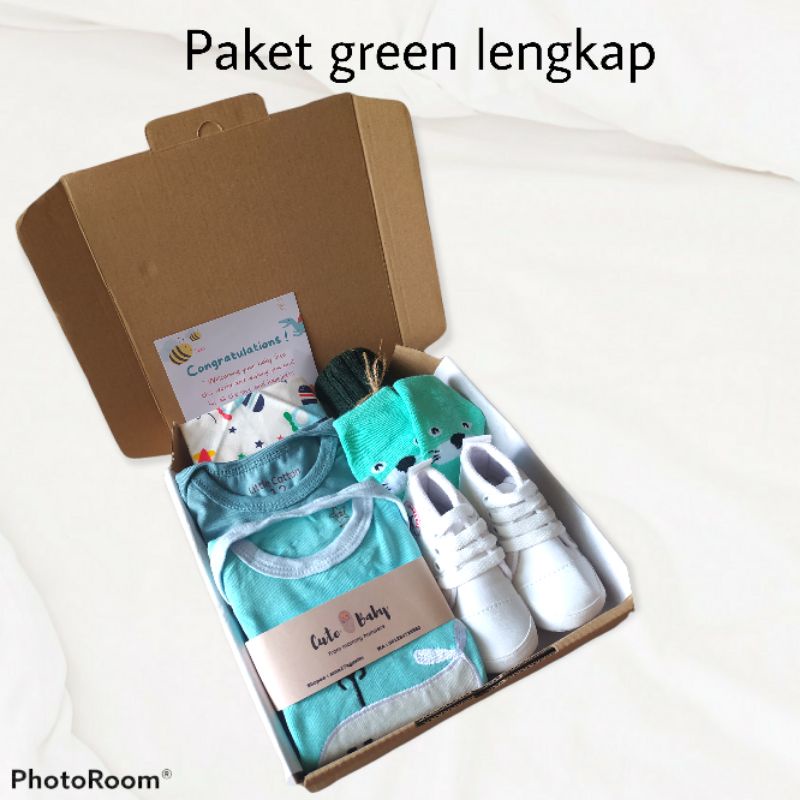 Termurah Paket Hampers Bayi / Hampers Baby / Parcel Baby / kado lahiran by cute baby-Paket green lengkap