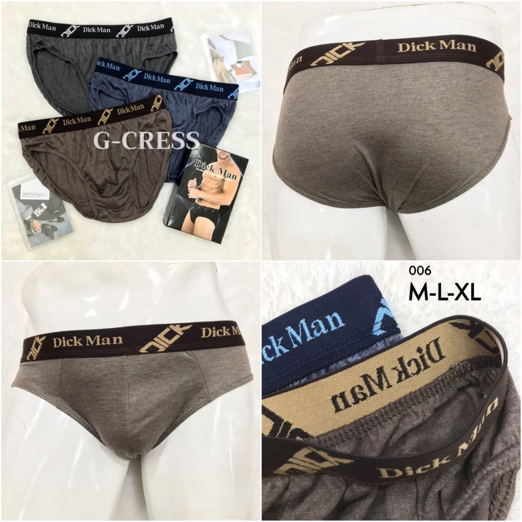 DICKMAN | CD Pria M, L, XL Celana Dalam Cowok (3pcs) Sempak/Brief Katun Polos Karet Besar Kuat Elast
