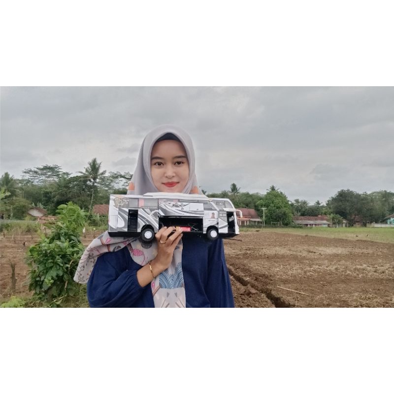 Miniatur Bis Oleng 1:30  Haryanto Paradise Bisa Belok Oleng dan Full Strobo Pintu Buka