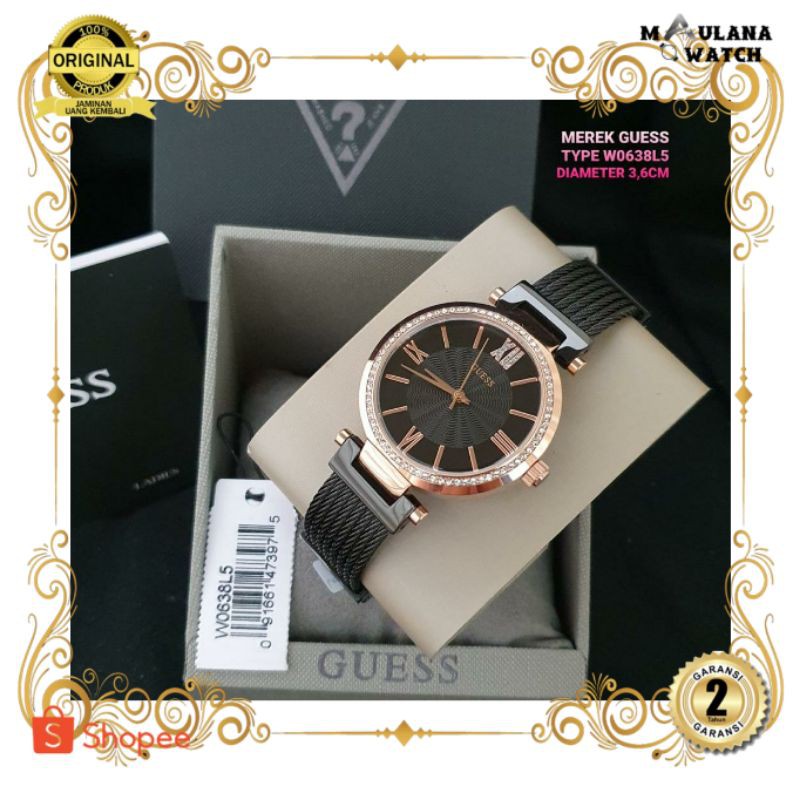 JAM TANGAN PRIA WANITA | RANTAI | KULIT | KARET | MURAH | WANITA GUESS W063815 ORIGINAL