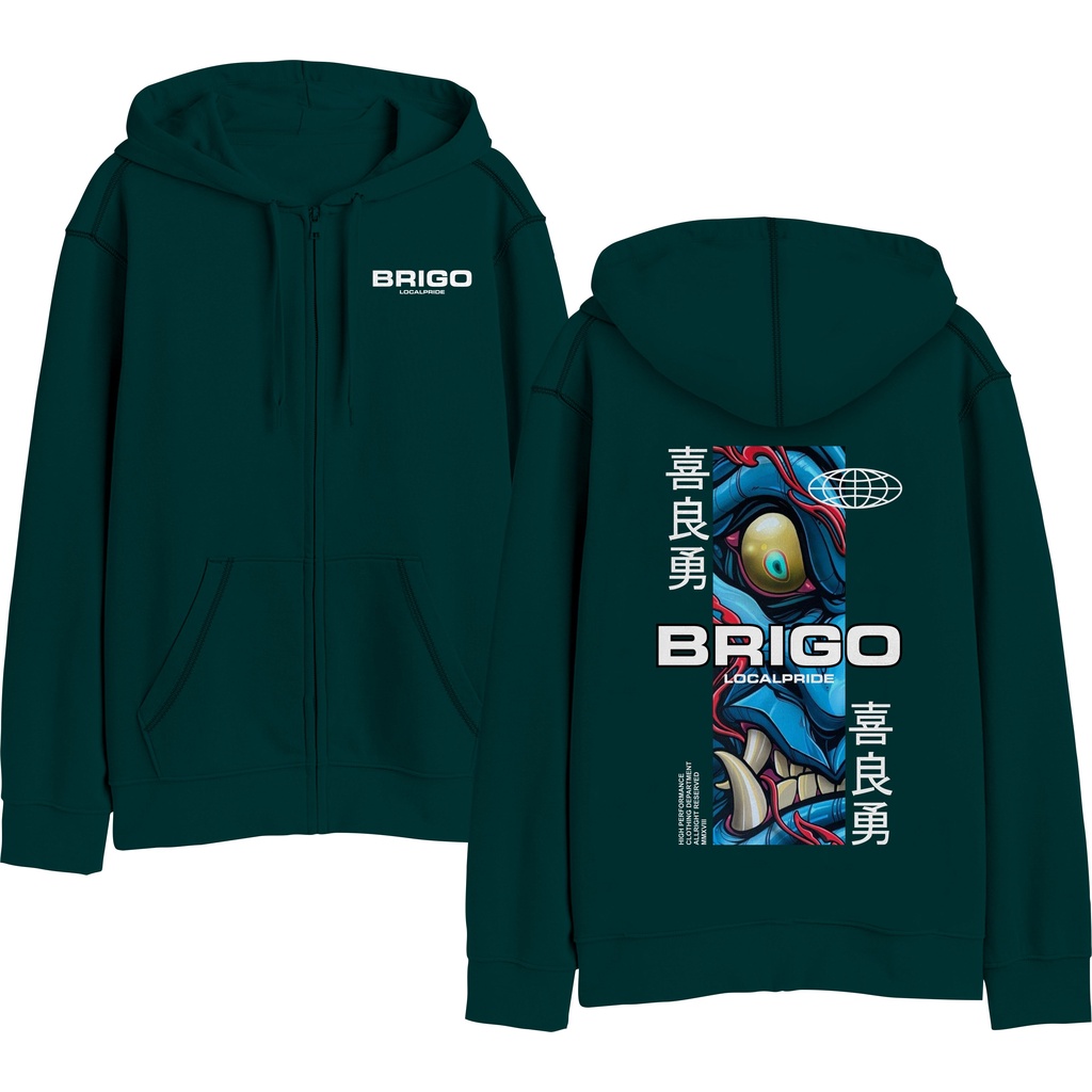 BRIGO Zipper Jumper Hoodie ONI II Sweater Hoodie Resleting BRIGO ONI Sablon DTF Fleece Cotton IIM-XXL (Pria &amp; Wanita) Free stiker&amp;Gantungan Kunci