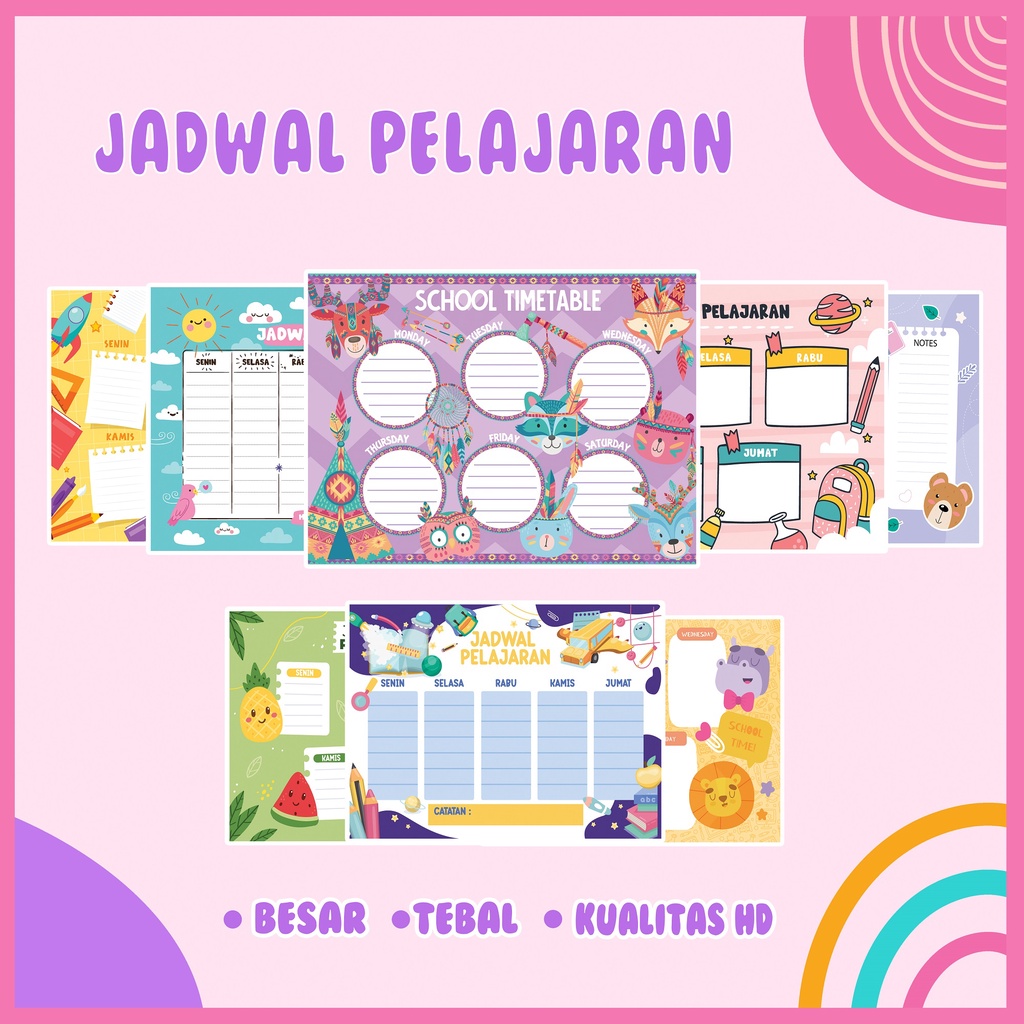 #2 Kamilastorindo Poster Jadwal Pelajaran / School Timetable / Ukuran Besar Untuk Anak Berkualitas Desain Menarik / A3