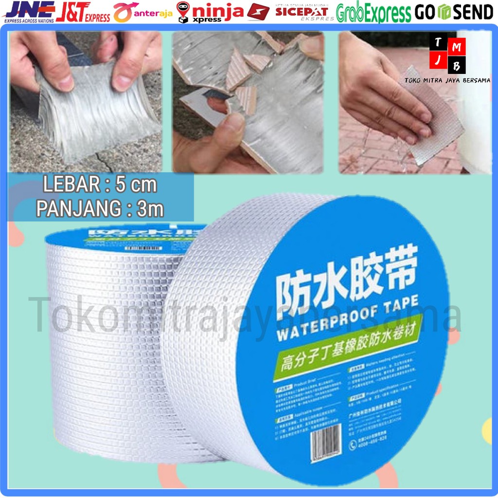 LAKBAN TAPE ALUMUNIUM FOIL WATERPROOF LEM ANTI BOCOR ATAP 5CM X 3M ANTI PANAS KUAT PEREKAT SUPER