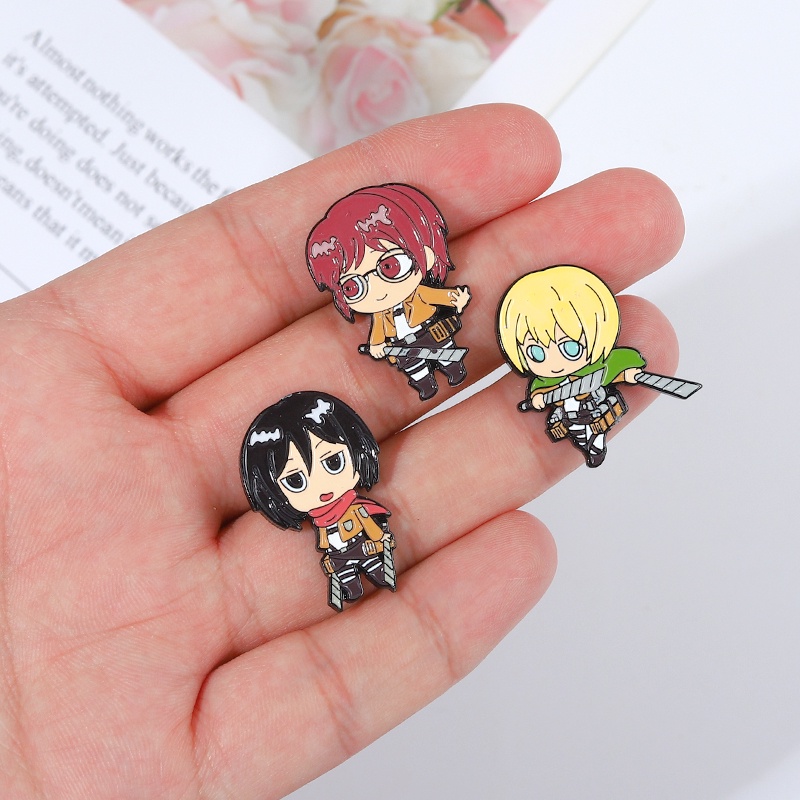 Bros Pin Enamel Desain Karakter Kartun Anime ATTACK ON TITAN Untuk Hadiah Teman