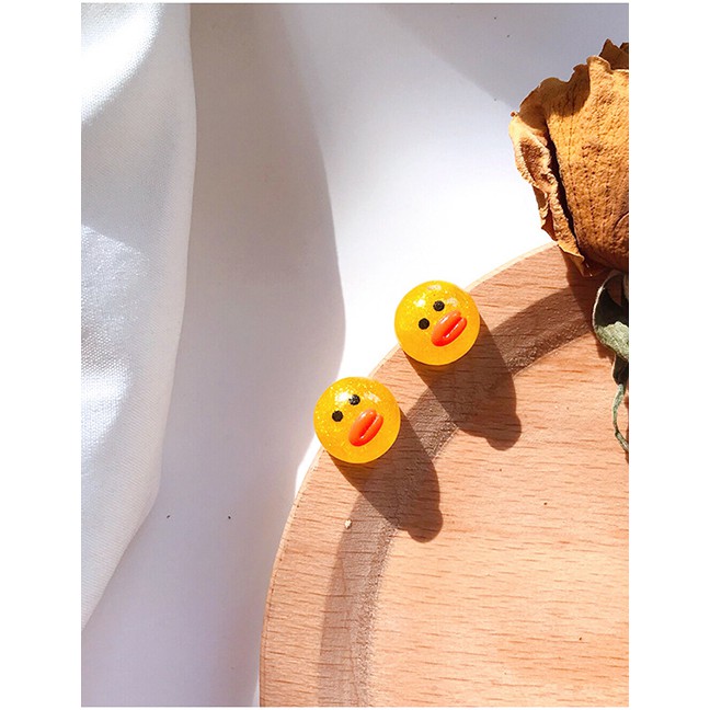 LRC Anting Tusuk Fashion Yellow Little 925 Silver Needle Kids Acrylic Earrings F71864