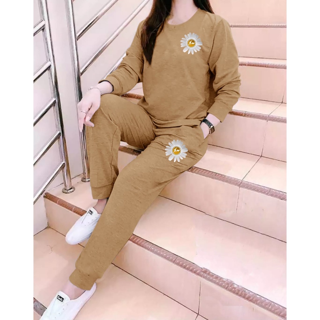 BISA COD / Stelan Girl Sunflower / satu set baju + celana / baju olaraga  / baju santai / fashion wanita terbaru -mukzhop