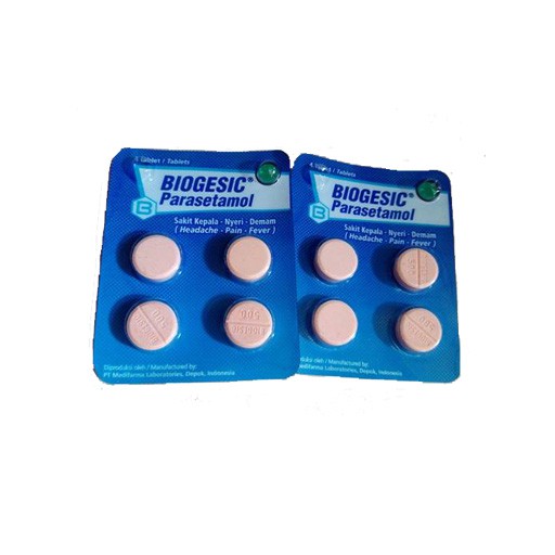 [ECER] Biogesic 500mg 1 Box Isi 25 Strip @100Tab Obat Demam Sakit Kepala Nyeri Sakit Gigi