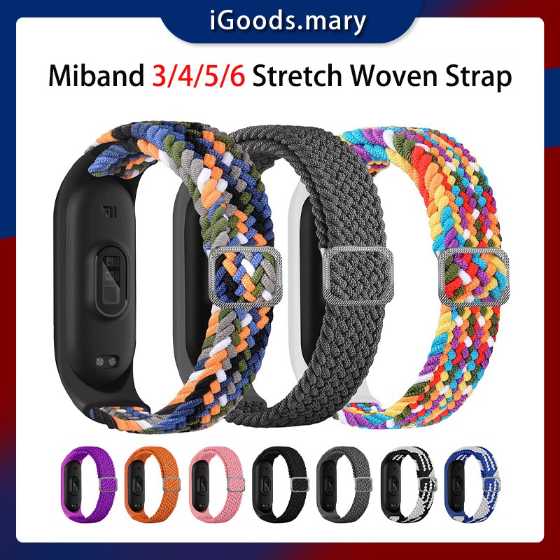 Mi Band 3 4 5 6 7 Nylon Braided Elastic Buckle Wrist Strap Xiaomi Band Colorful Strap