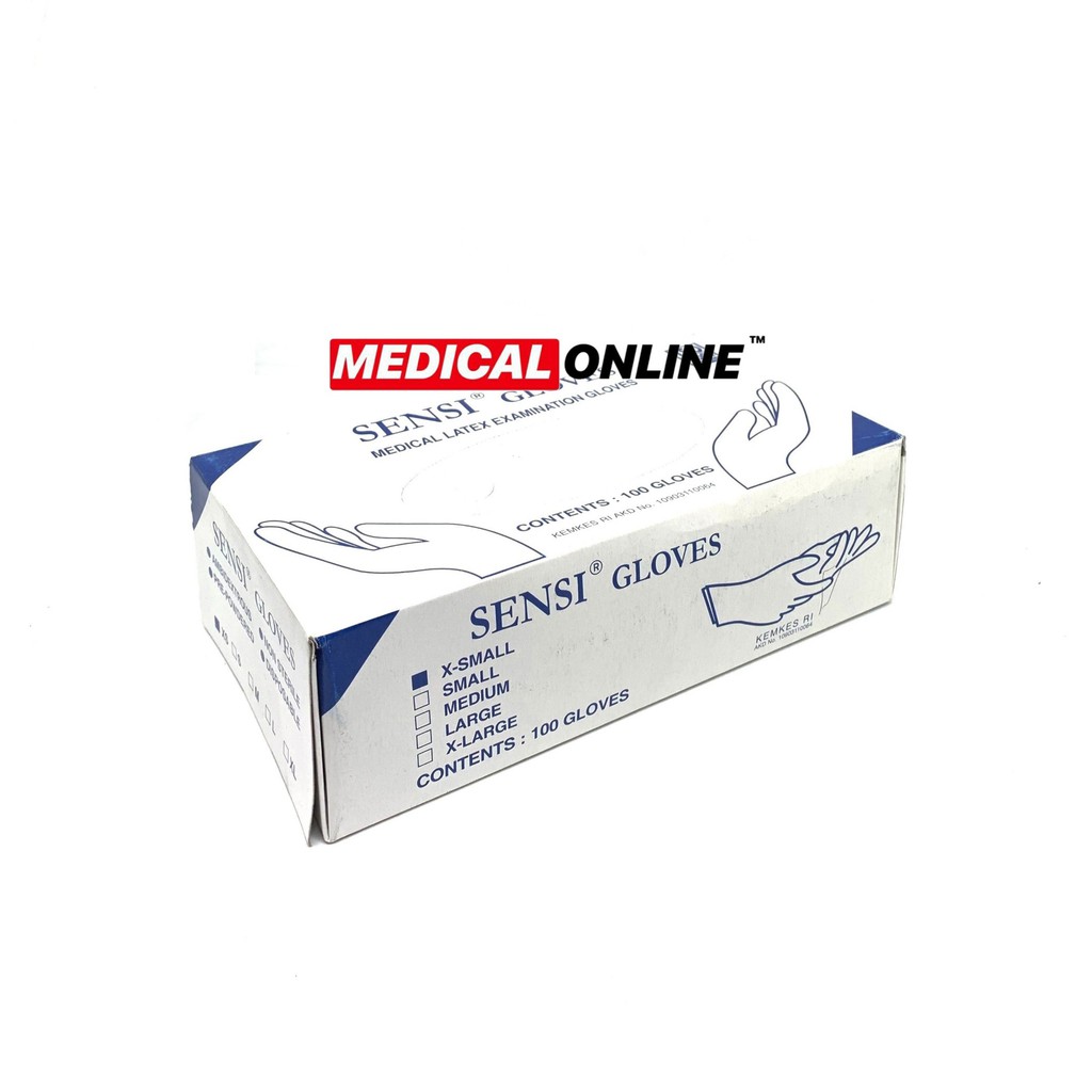 SARUNG TANGAN SENSI LATEX POWDER FREE ISI 100 PER BOX MEDICAL ONLINE MEDICALONLINE