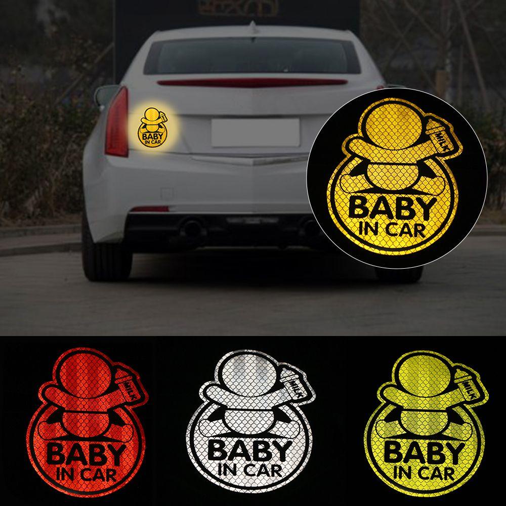 Stiker Mobil Reflektif Populer Mencegah Bumper Decor Vinyl Decal &quot;Baby In Car&quot;