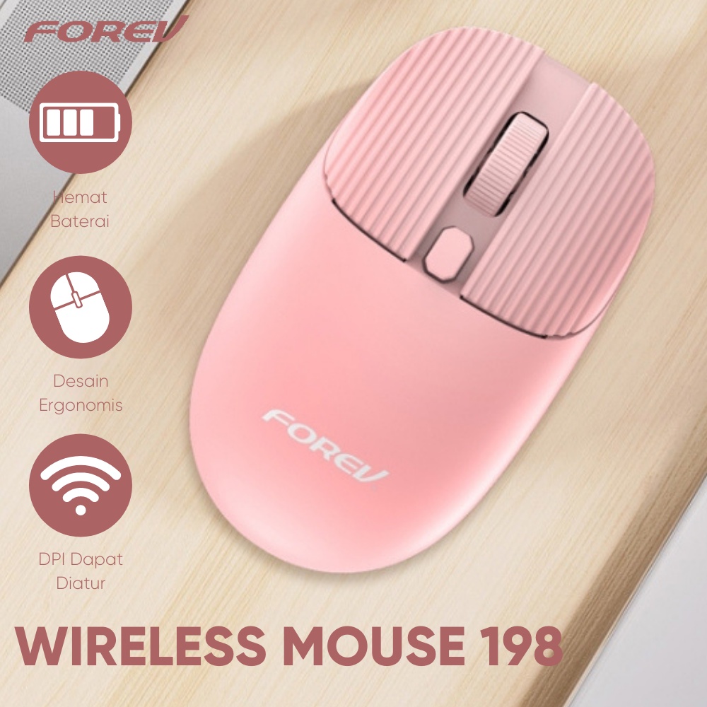 Mouse Wireless Forev FV-198 2.4G Ergonomic Gaming Up to 1600DPI Mouse Macaron