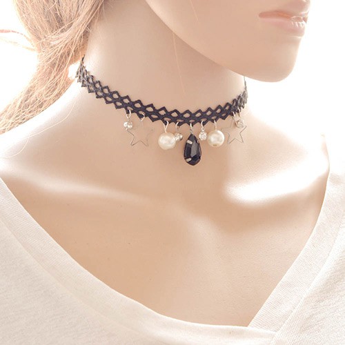 LRC Kalung Wanita Trendy Multi-color Multielement Shape Pendant Decorated Hollow Out Choker C70236