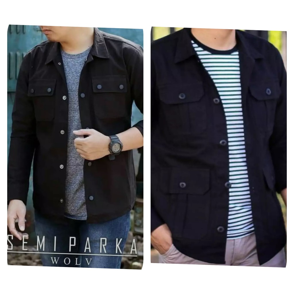 JAKET SEMI PARKA HITAM - JAKET SEMI PARKA HIJAU