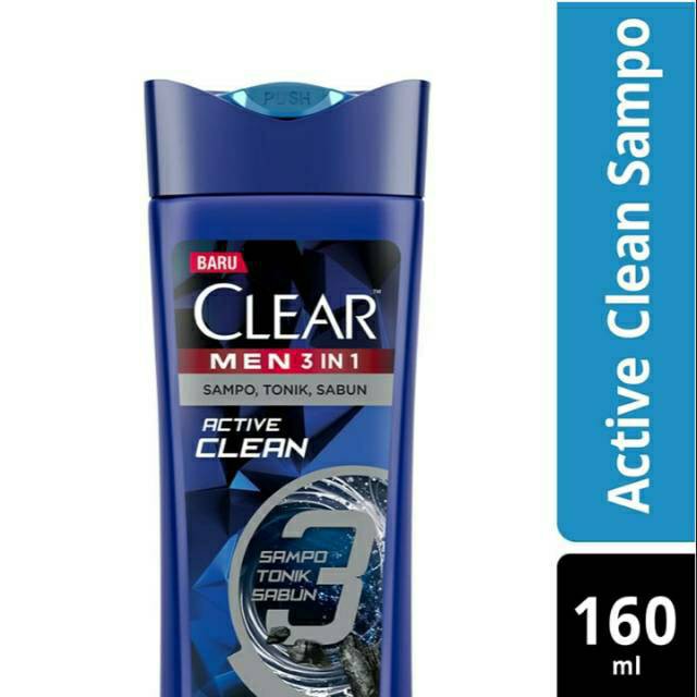 Clear Men 3in1 Shampoo , Tonic, Sabun Active Clean 160ml