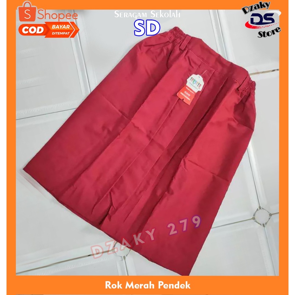 Rok SD Rempel Merah Pendek / Seragam Rok Merah SD Rempel Pendek