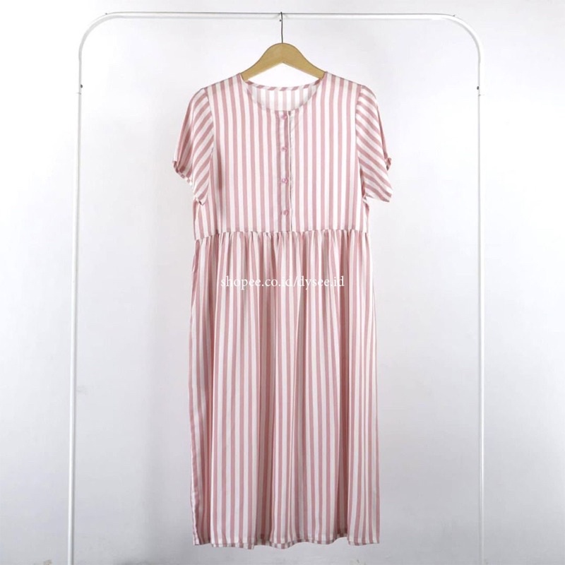 (KATLEEN) HOMEDRESS RAYON BUSUI FRIENDLY SLEEPWEAR COTTON RAYON-Salur Pink