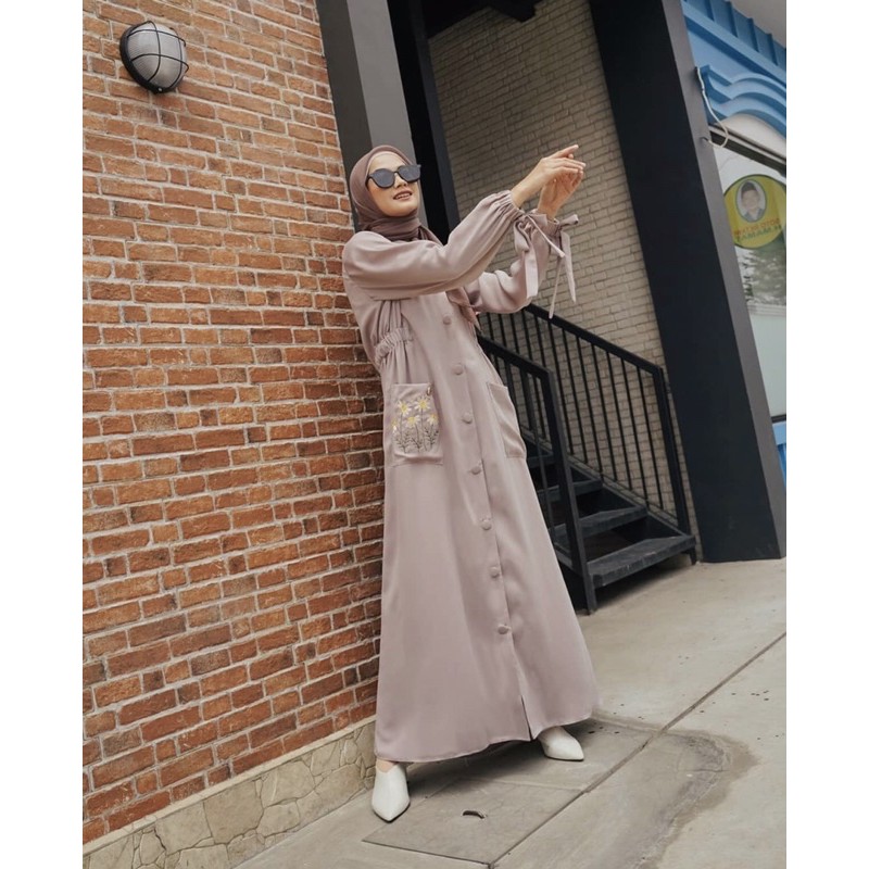 DAISY DRESS-TAUPE By ZASHI.ID (PRELOVED)