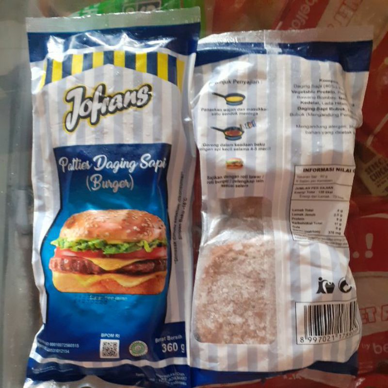 Jofrans Sapi Patties 360gr Isi 6pcs / Beef Patties