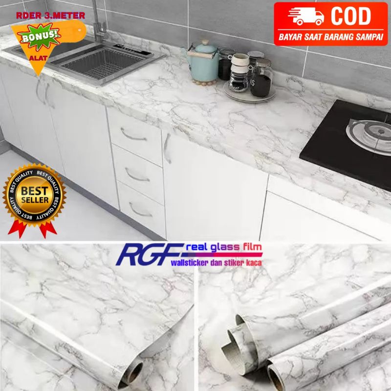 STIKER MARMER MARBLE GLOSY TEBAL MEJA KAYU KACA ANTI AIR MINYAK DAN TAHAN PANAS STIKER DINDING LANTA