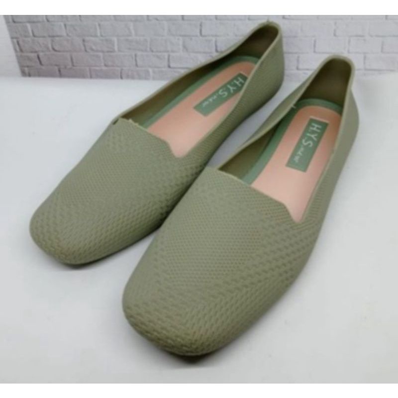 Sepatu jelly wanita flat Hys 767 spatu karet perempuan kekinian 2022-Hijau