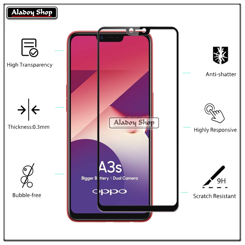 Paket Tempered Glass Layar Oppo A3s Free Tempered Glass Camera dan Skin Carbon