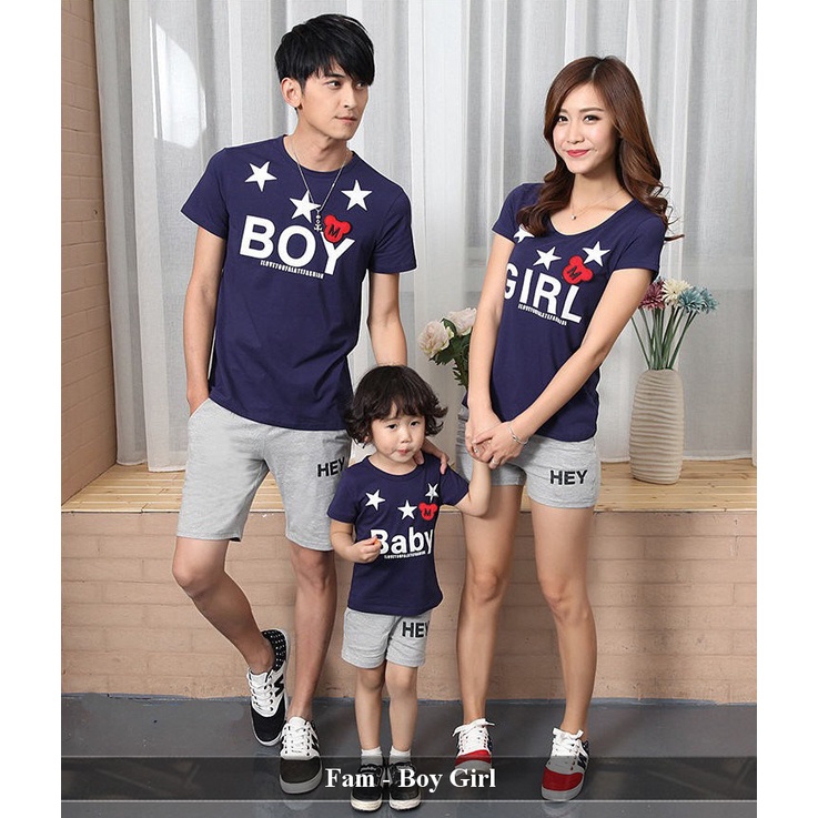baju kembar keluarga couple kapelan katun atasan murah lengan pendek kopel ayah ibu anak BOY GIRL fa