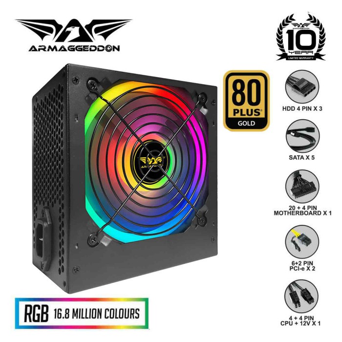 Armaggeddon PSU Voltron Gold 600 RGB 80+ Gold 10Year Official Warranty - PSU ONLY