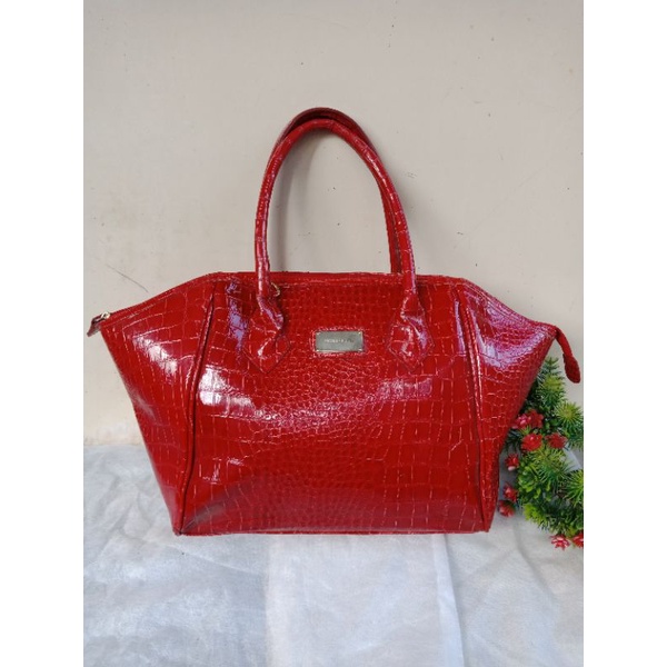 HANDBAG CROCO NICOLE MILLER FULL KULIT,  BERSIH,  PRELOVED NICOLE MILLER, TAS NICOLE MILLER