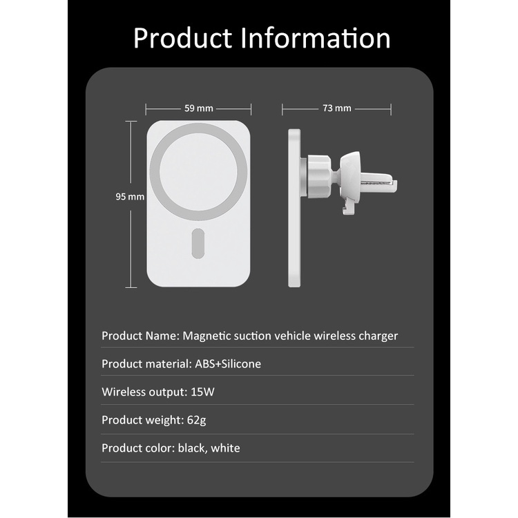 Mobil Magnetic Wireless Car Charger Mount for iPhone 12 13 Pro Max Magsafe Fast Charging Wireless Charger Car Holder