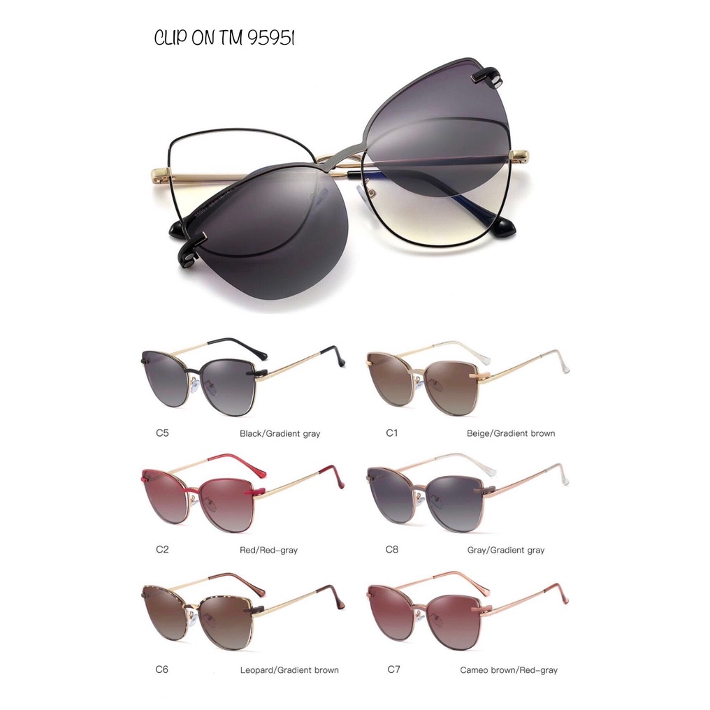 Frame Clip On 959951 Kacamata Hitam Anti Radiasi Minus Wanita Besi Cat Eye Frame kacamata Komputer A